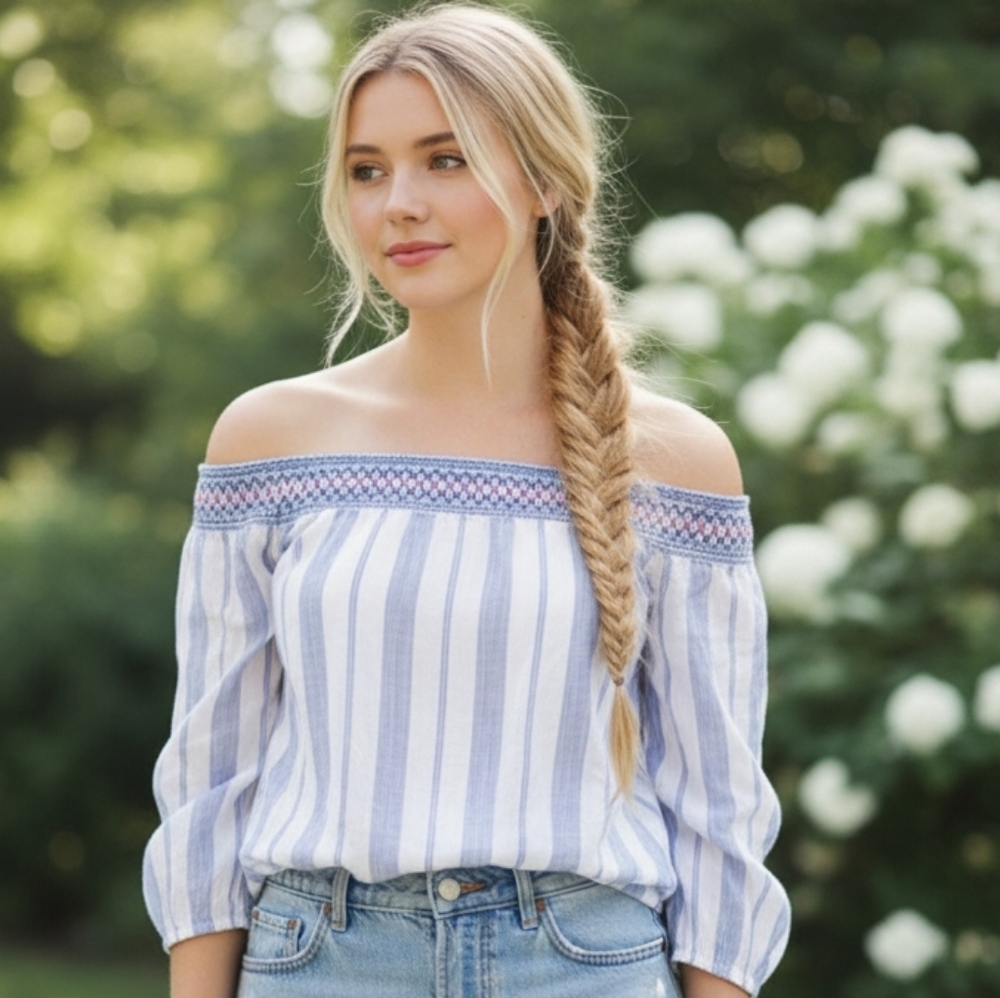 Abercrombie & Fitch Smocked Off Shoulder Blouse